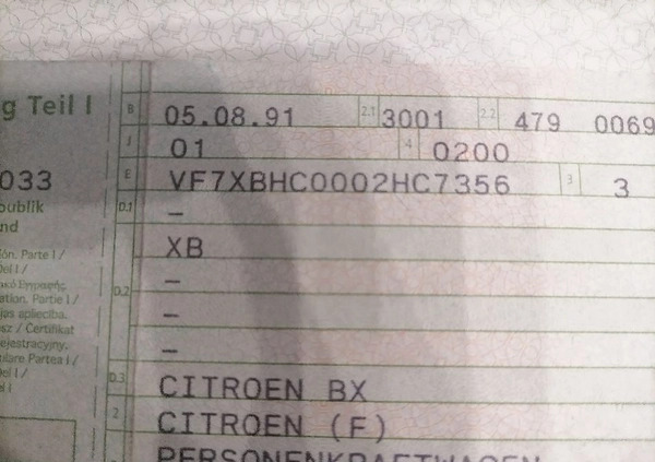 Citroen BX cena 6900 przebieg: 144980, rok produkcji 1991 z Żary małe 172